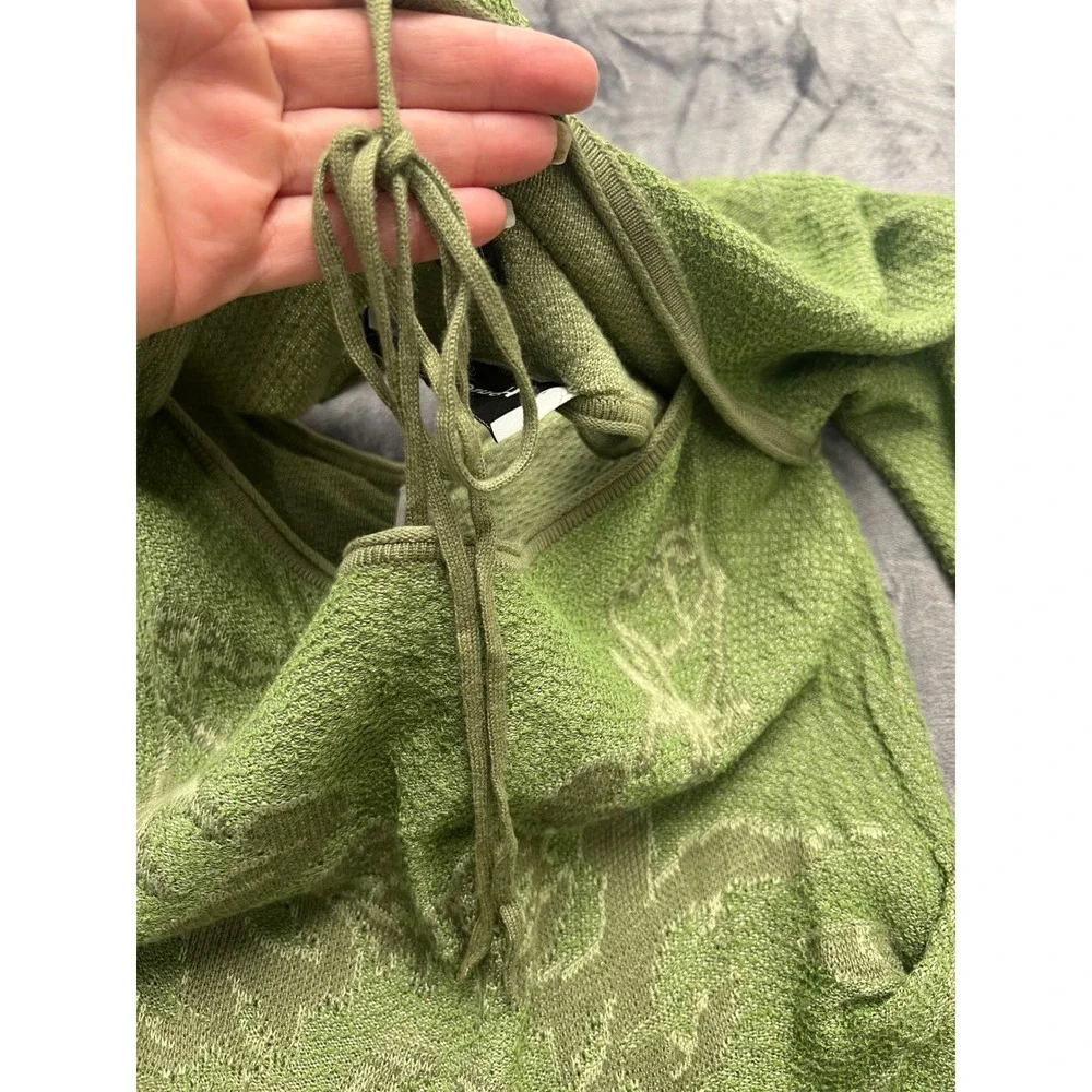 House of Sunny Law of Attraction Green Floral Jacquard Knit Midi Dress US 8 - Picture 8 of 14